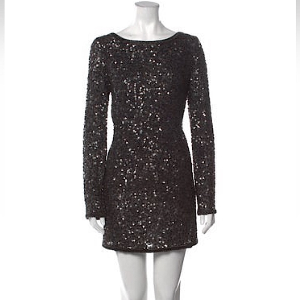 Vintage AllSaints Sequined Low Back Long Sleeved Shift Dress SIZE US 8, UK 12